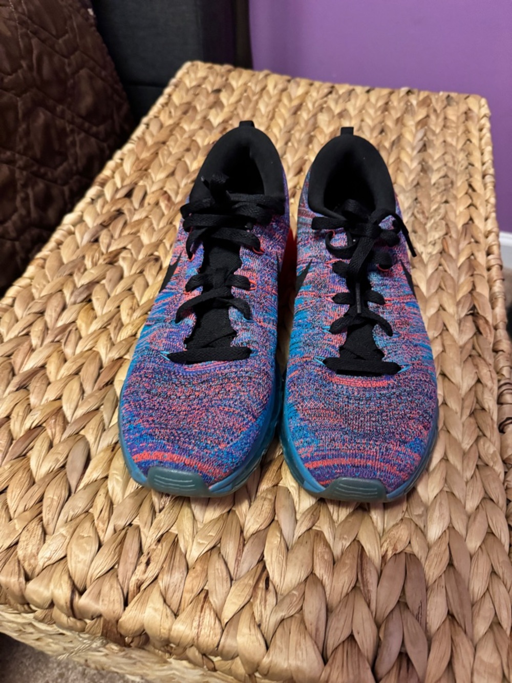 Nike Flyknit Max Multicolor Knit Sneakers in Blue & Red